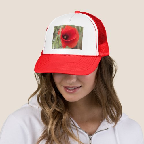 poppies in the garden trucker hat