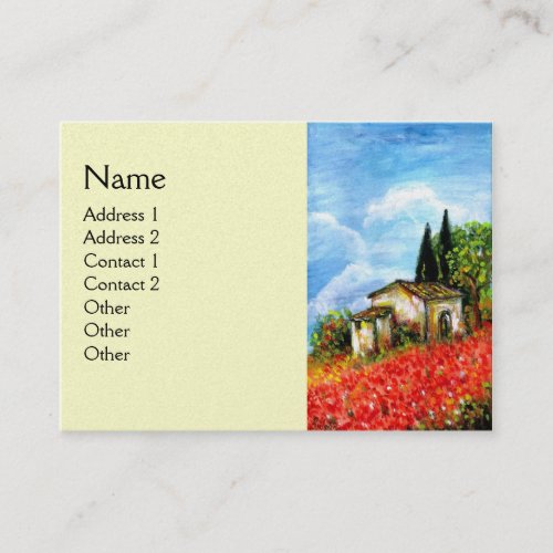 POPPIES IN TUSCANY cream pearl paper Business Card