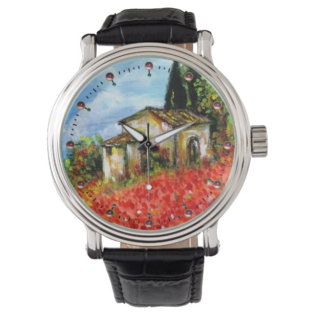 POPPIES IN TUSCANY LANDSCAPE WATCH (Front)