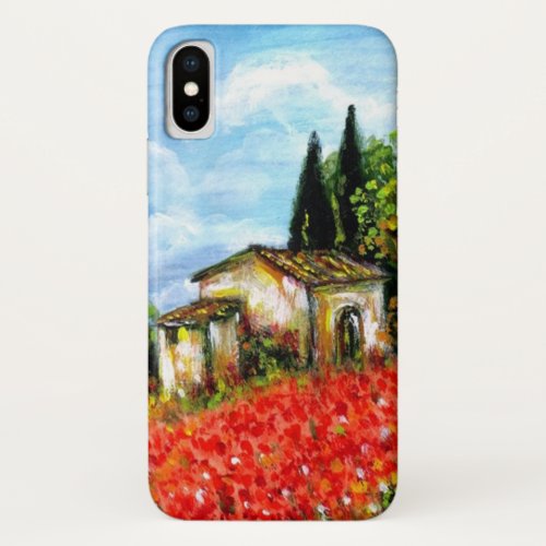 POPPIES IN TUSCANY  Landscape with Flower Fields iPhone X Case