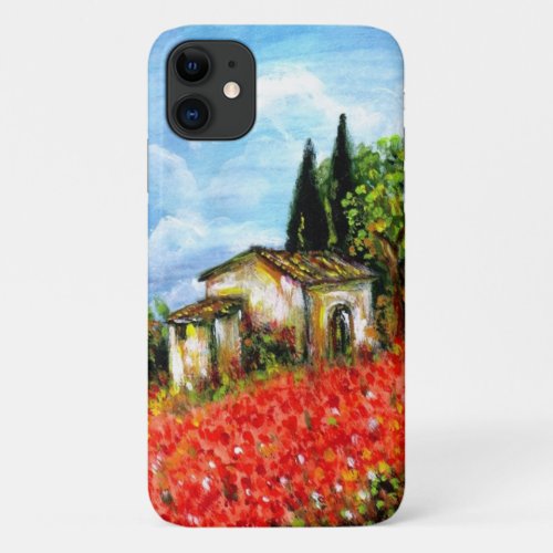 POPPIES IN TUSCANY  Landscape with Flower Fields iPhone 11 Case