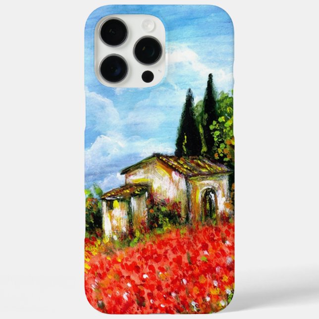 POPPIES IN TUSCANY / Landscape with Flower Fields Case-Mate iPhone Case (Back)
