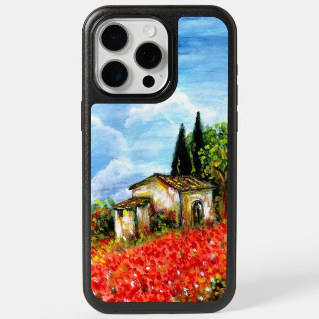 POPPIES IN TUSCANY / Landscape with Flower Fields iPhone 15 Pro Max Case (Back)