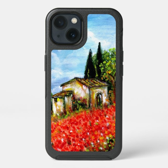 POPPIES IN TUSCANY / Landscape with Flower Fields Otterbox iPhone Case (Back)