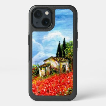 Poppies In Tuscany / Landscape With Flower Fields Iphone 13 Case by bulgan_lumini at Zazzle