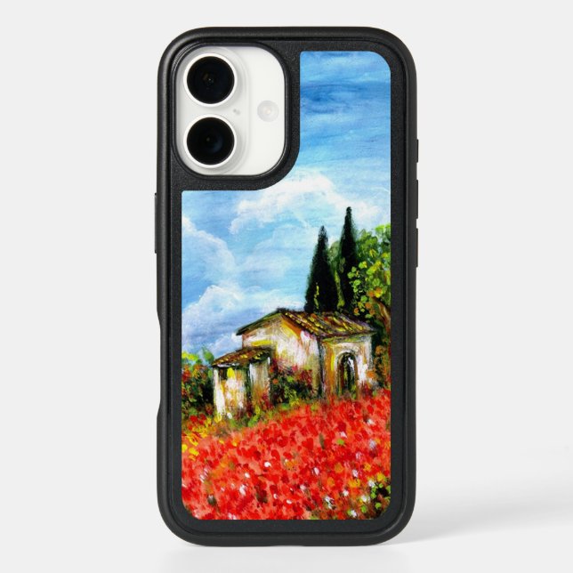 POPPIES IN TUSCANY / Landscape with Flower Fields Otterbox iPhone Case (Back)
