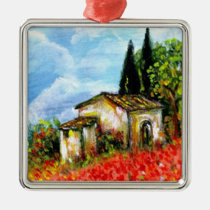POPPIES IN TUSCANY METAL ORNAMENT