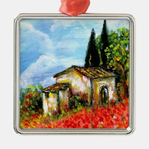 POPPIES IN TUSCANY METAL ORNAMENT