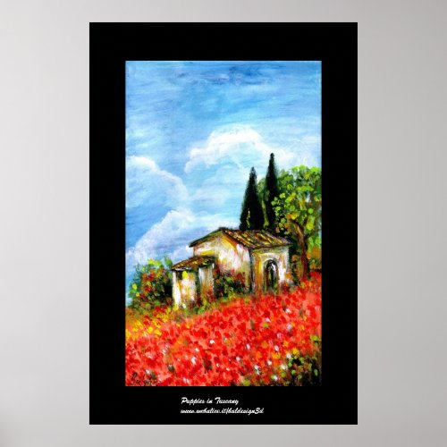 POPPIES IN TUSCANY POSTER