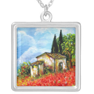 POPPIES IN TUSCANY SILVER PLATED NECKLACE