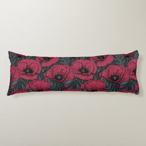 Poppies in Viva Magenta  Body Pillow