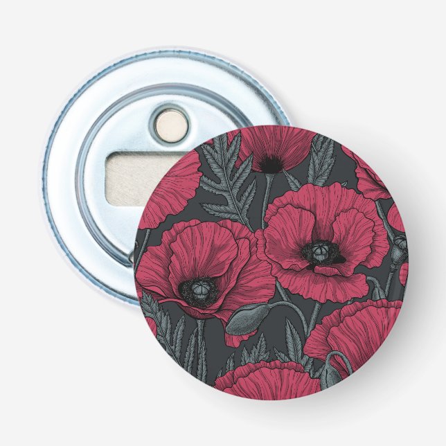 Poppies in Viva Magenta  Bottle Opener (Front)