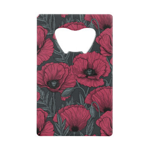 Poppies in Viva Magenta  Credit Card Bottle Opener