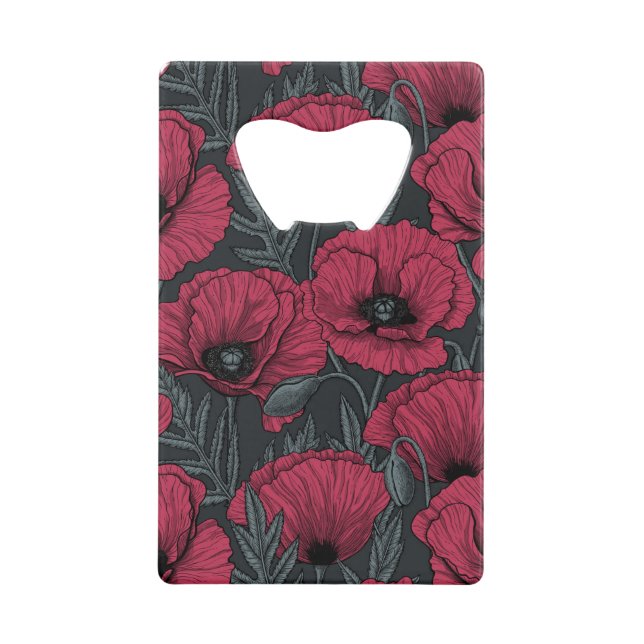 Poppies in Viva Magenta  Credit Card Bottle Opener (Front)