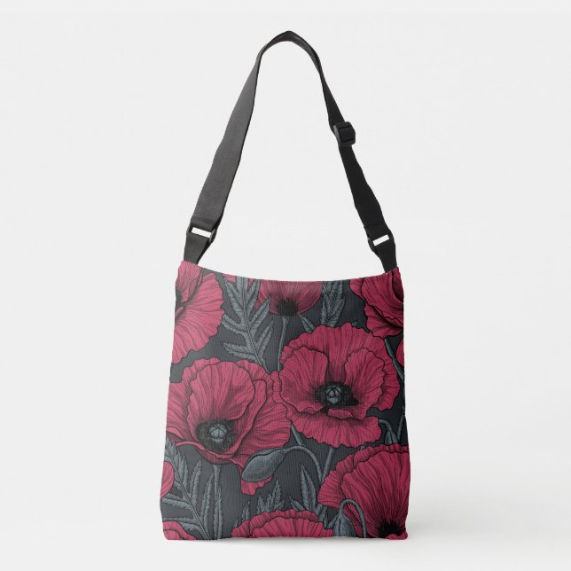 Poppies in Viva Magenta  Crossbody Bag (Front)