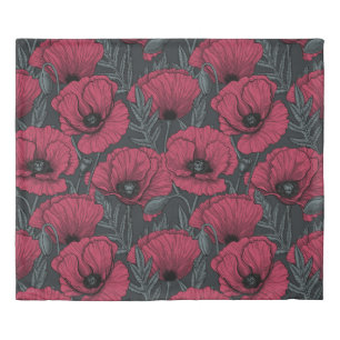 Poppies in Viva Magenta Duvet Cover