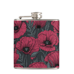 Poppies in Viva Magenta  Flask