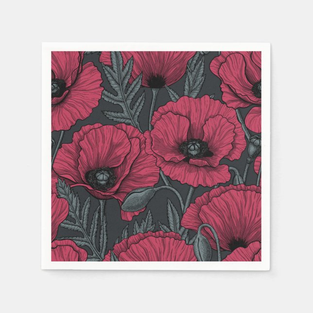 Poppies in Viva Magenta  Napkins (Front)