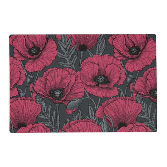 Poppies in Viva Magenta  Placemat (Front)