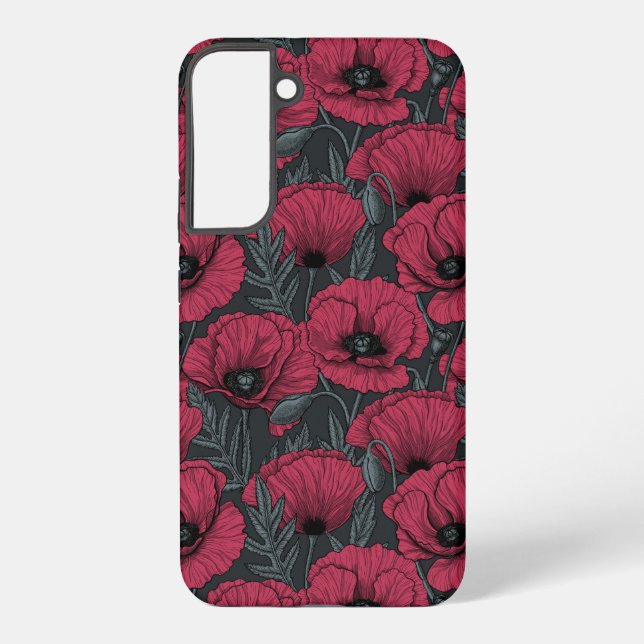 Poppies in Viva Magenta Samsung Galaxy Case (Back)