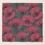 Poppies in Viva Magenta  Scarf<br><div class="desc">Vector pattern made of hand-drawn poppies.</div>