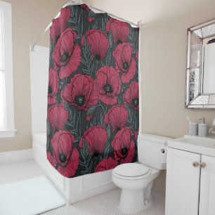 Poppies in Viva Magenta Shower Curtain
