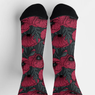 Poppies in Viva Magenta  Socks