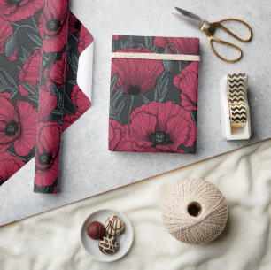 Poppies in Viva Magenta Wrapping Paper