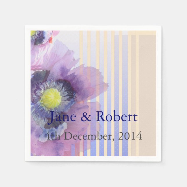 Poppies In Watercolor Wedding Napkins (Front)