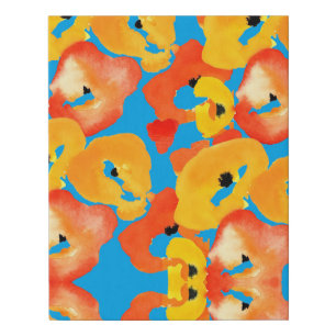 Poppies large flower art red orange faux canvas print