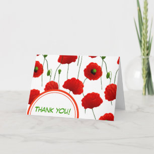 Poppies Letterpress Thank You Card