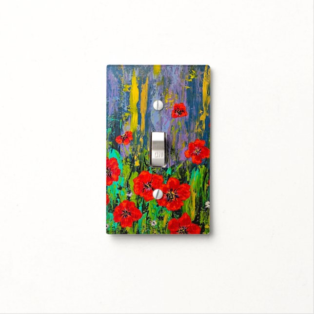 Poppies Light Switch Cover (In Situ)