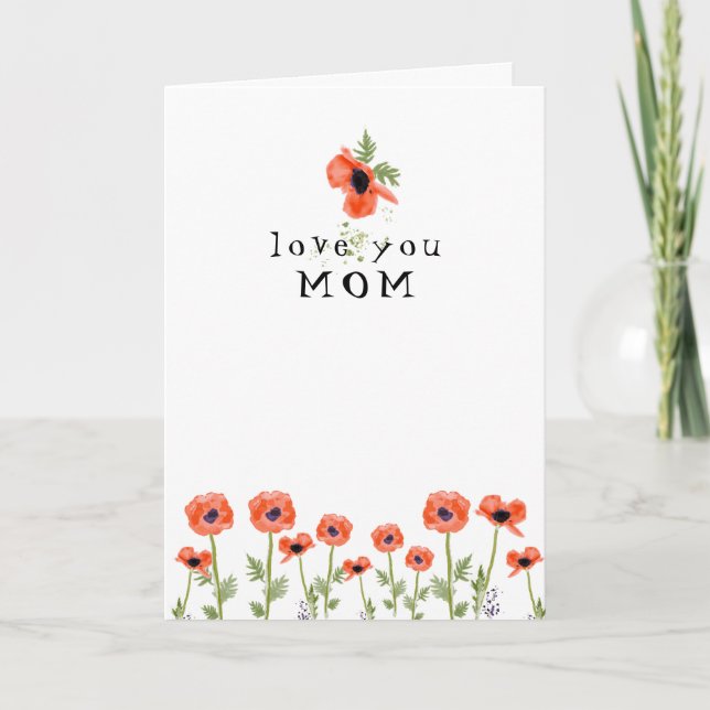  Poppies Love You Mom Mother's Day Thank You Card (Front)