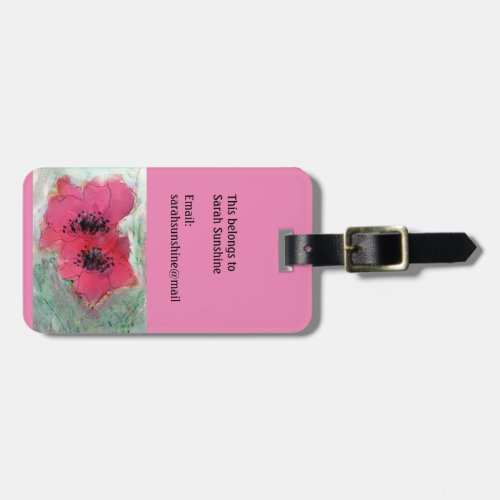Poppies Luggage Tag with Name Email and Address