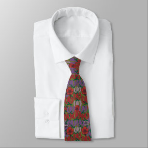 Poppies Meadow Red and Purple Neck Tie