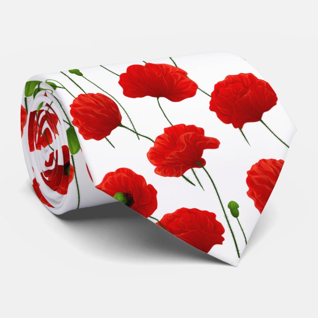Poppies Neck Tie (Rolled)