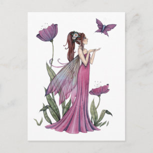 Poppies of Amethyst Fairy and Butterfly Postcard