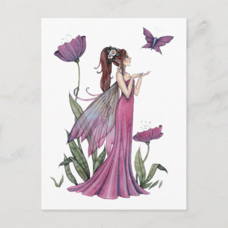 Poppies of Amethyst Fairy and Butterfly Postcard