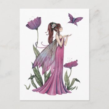 Poppies Of Amethyst Fairy And Butterfly Postcard by robmolily at Zazzle