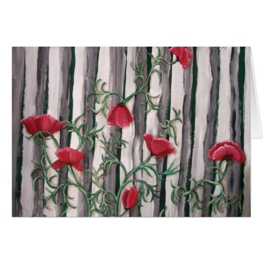 Poppies on a Fence Cards (Front Horizontal)