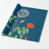 blue louis vuitton flower wrapping paper