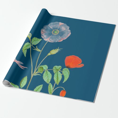 POPPIES ON DARK BLUE Wrapping Paper