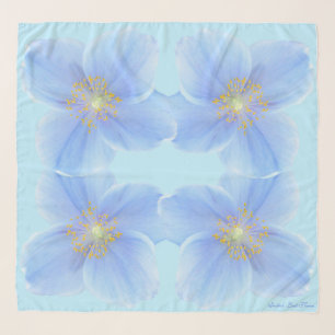 Poppies on Onahau Blue Background Square Chiffon Scarf