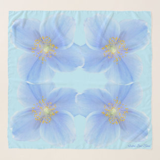 Poppies on Onahau Blue Background Square Chiffon Scarf