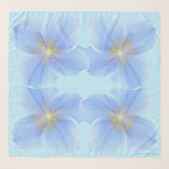 Poppies on Onahau Blue Background Square Chiffon Scarf (Front)