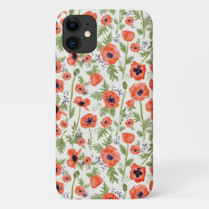 Poppies Orange Floral Pattern iPhone 11 Case