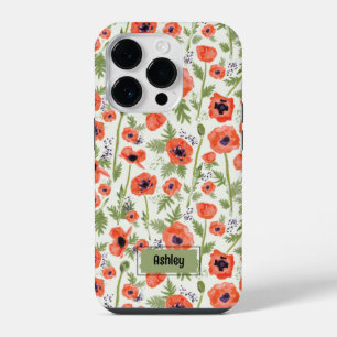 Poppies Orange Floral Pattern iPhone 14 Pro Case