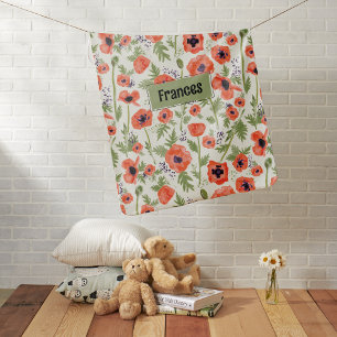 Poppies Orange Flowers Nursery Decor Baby Blanket