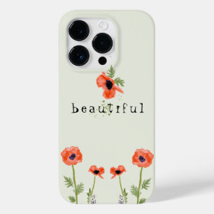 Poppies Orange Watercolor Floral With Name Case-Mate iPhone 14 Pro Case