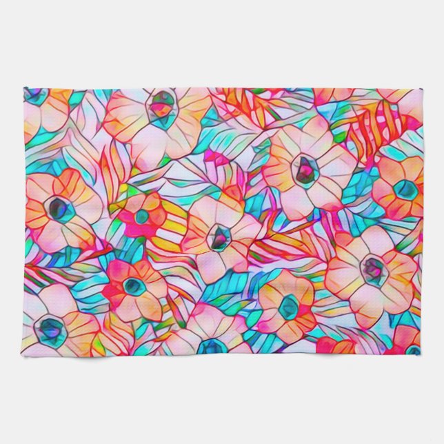 Poppies & Palm Fronds Kitchen Towel (Horizontal)